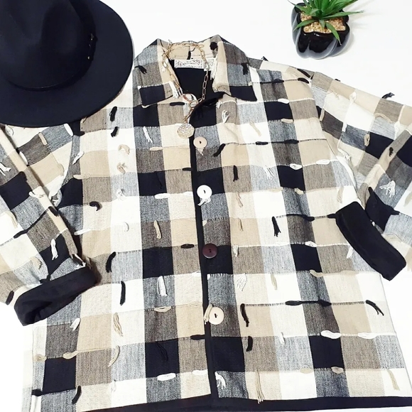 New Directions Plaid Thready Artsy Jacket - Picture 9 of 9